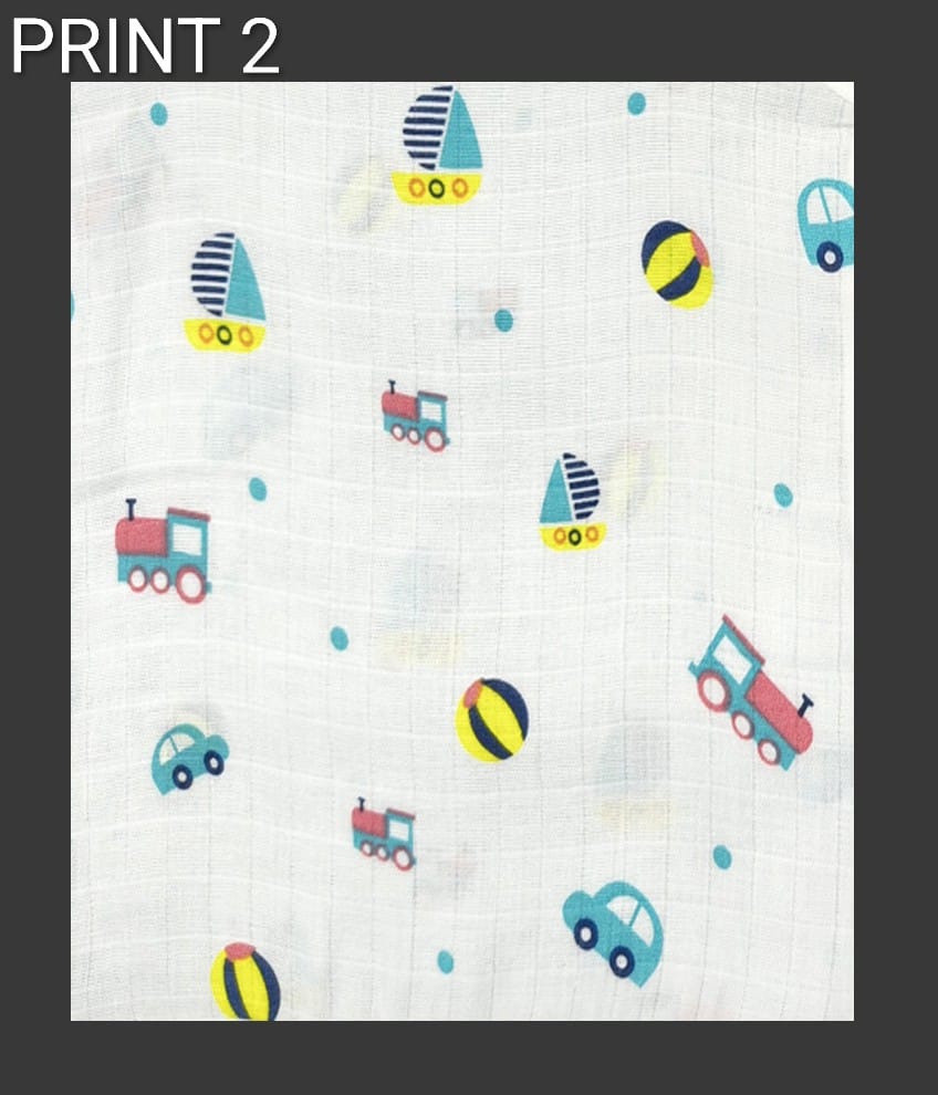 H126-MUSLIN SWADDLE (WHITE PRINT)