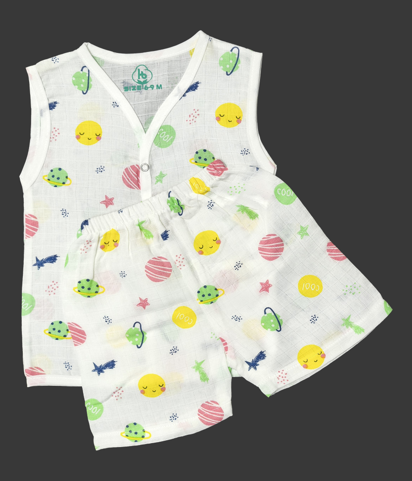 H035-MUSLIN WHITE SLEEVELESS JABLA SET