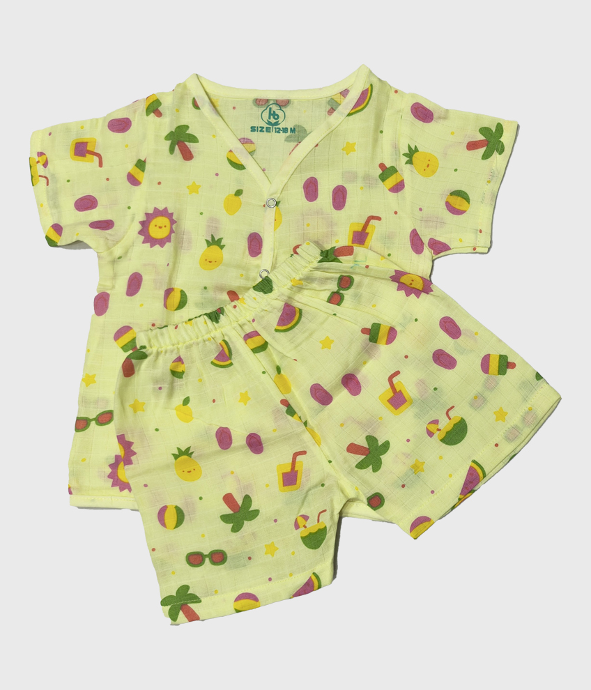 H119-MUSLIN SET HALF SLEEVE (COLOUR PRINT)