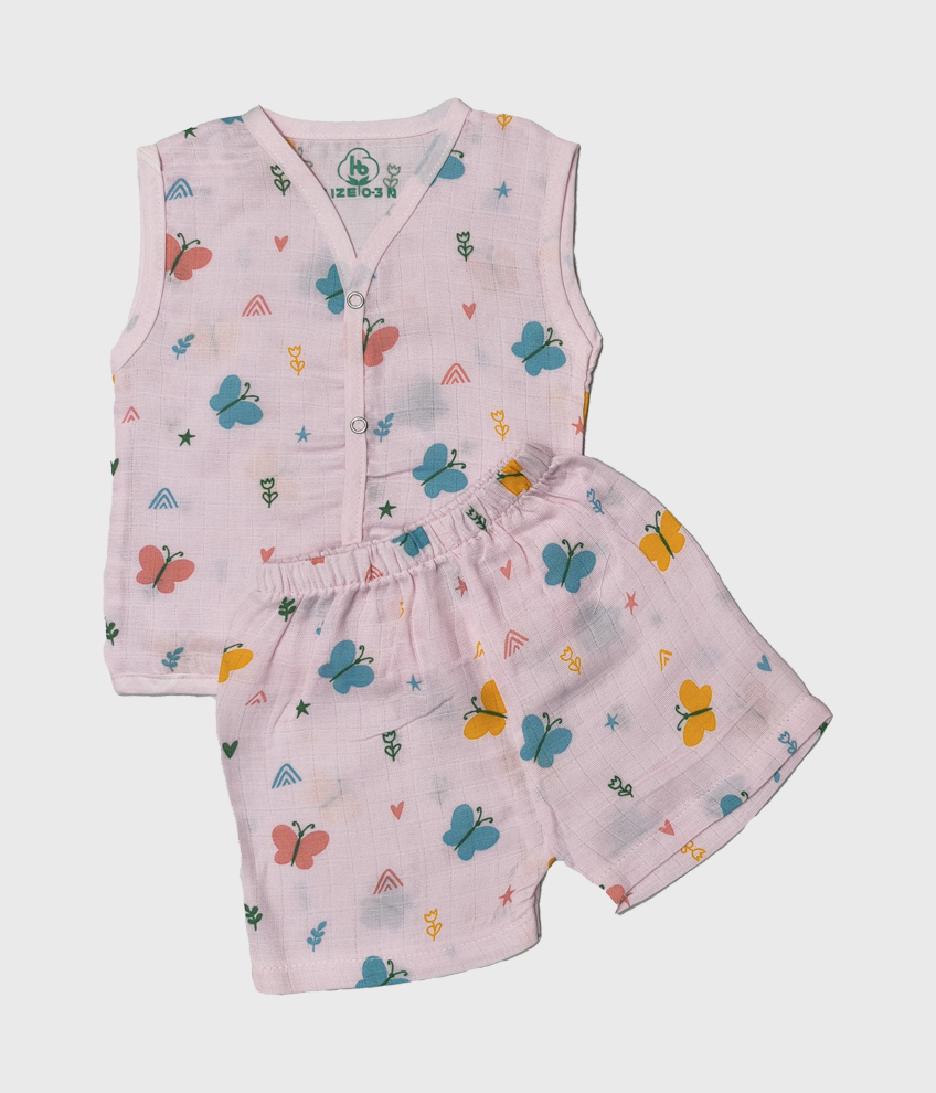 H036- MUSLIN SLEEVELESS COLOUR JABLA SET