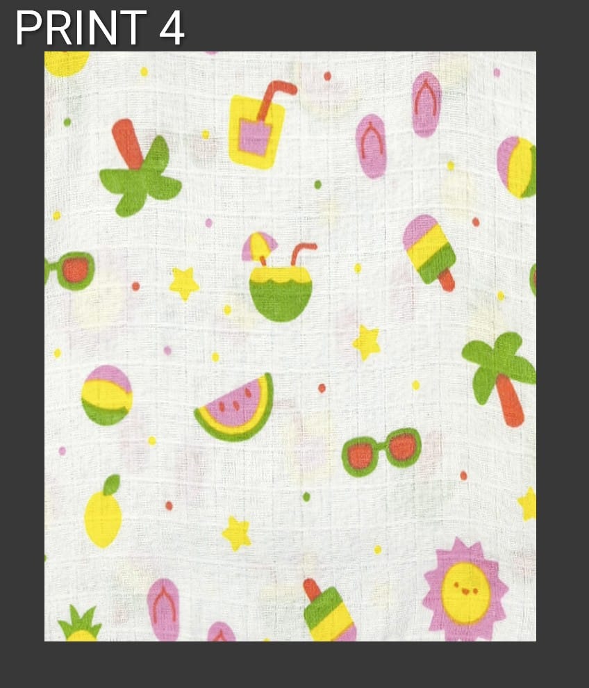H128-MUSLIN TOWEL (WHITE PRINT)