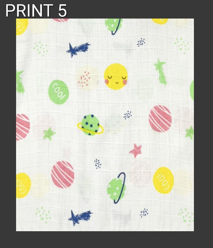H126-MUSLIN SWADDLE (WHITE PRINT)