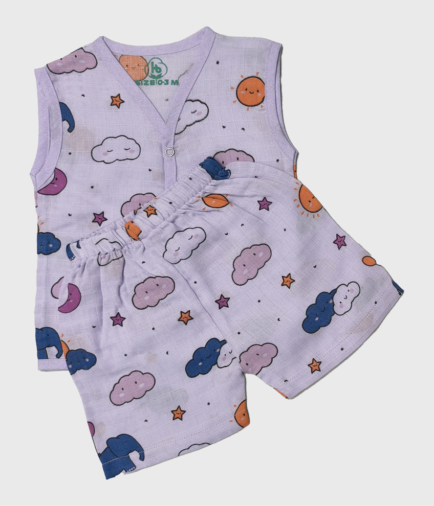 H036- MUSLIN SLEEVELESS COLOUR JABLA SET