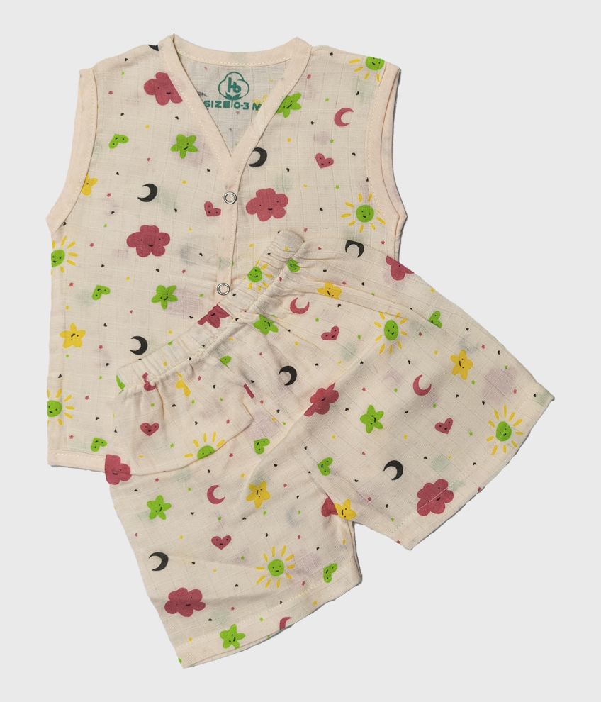 H036- MUSLIN SLEEVELESS COLOUR JABLA SET