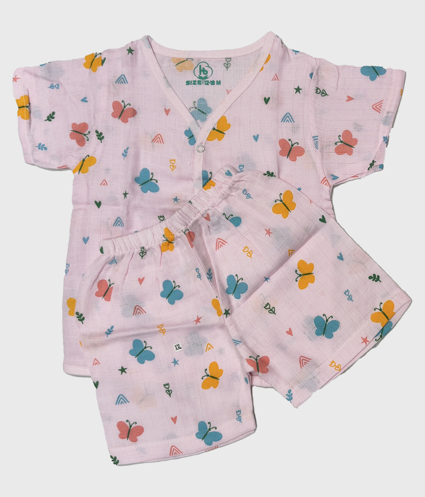 H119-MUSLIN SET HALF SLEEVE (COLOUR PRINT)