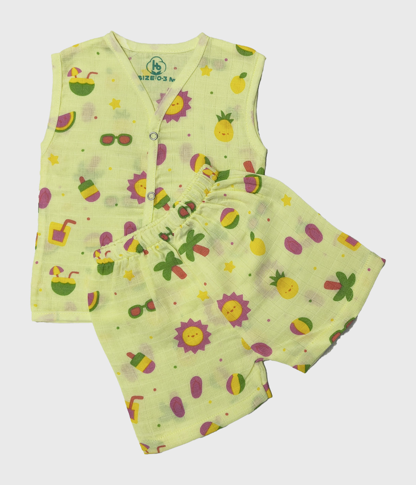 H036- MUSLIN SLEEVELESS COLOUR JABLA SET